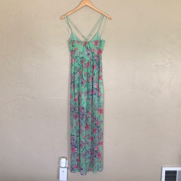 NWOT [love sadie] seafoam/pink floral maxi dress - Picture 7 of 8